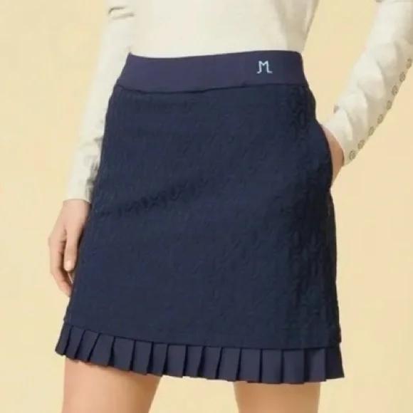 J. McLaughlin Navy Textured pleated tennis or golf Mini Skirt - Picture 2 of 6